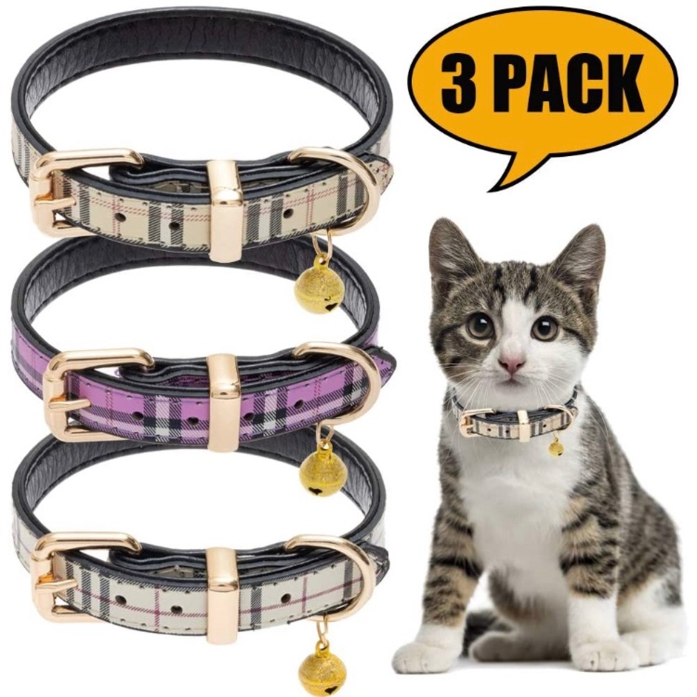 3 Pack Classic Plaid Pet Collar Cat